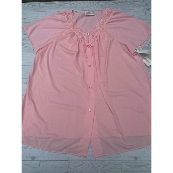 Shadowline Women’s Pink Lace Bed Jacket Robe Topper Size L NWT - Picture 1 of 6